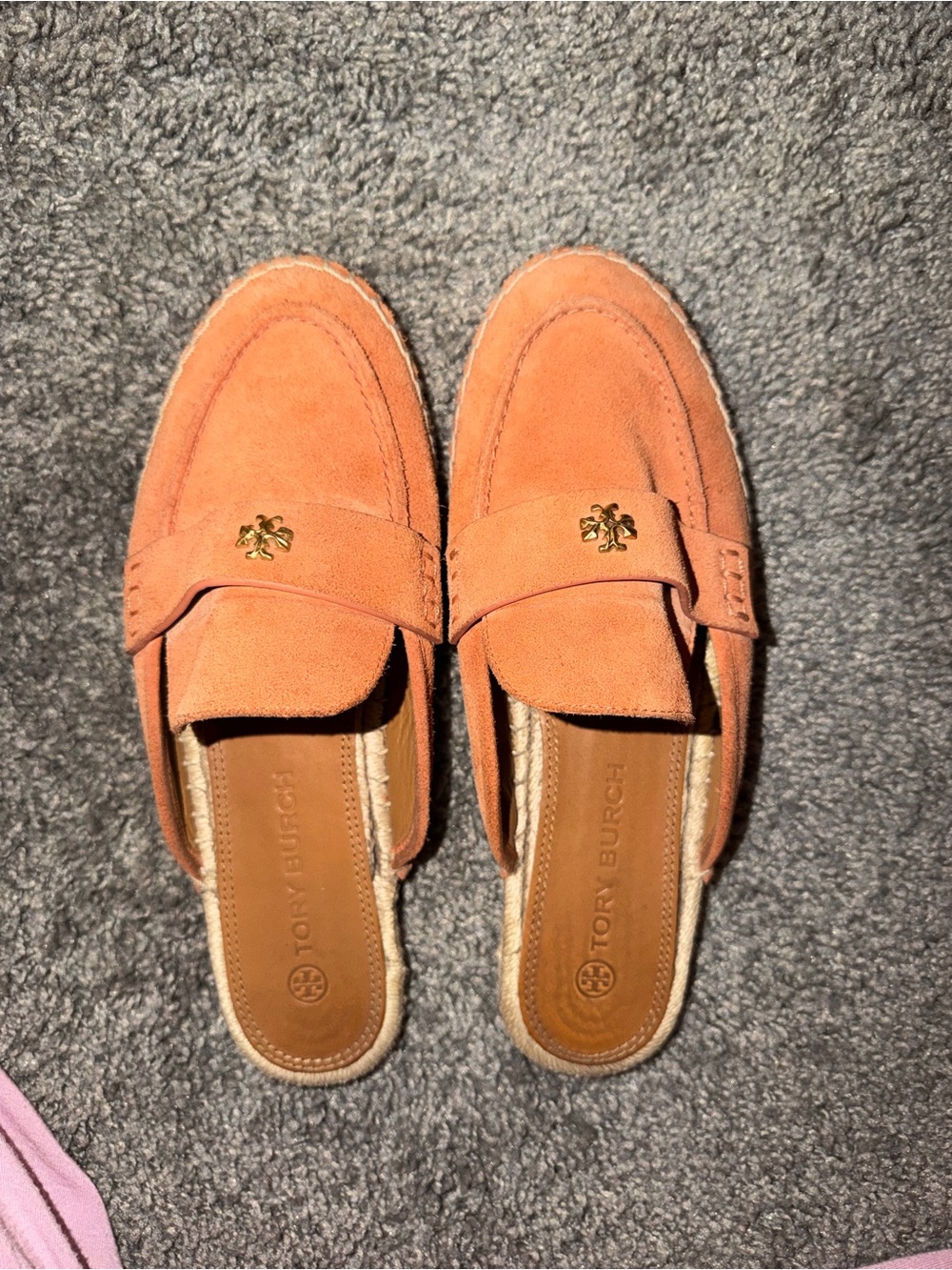 Tory Burch Coral Suede Backless Loafer Mules